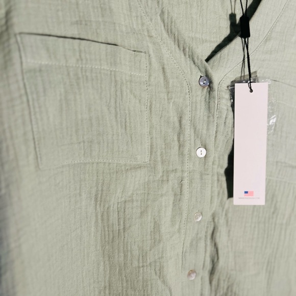 Vigoss Knit Boho Gauzy Sage Green Cotton Top Size S NWT - Picture 5 of 6